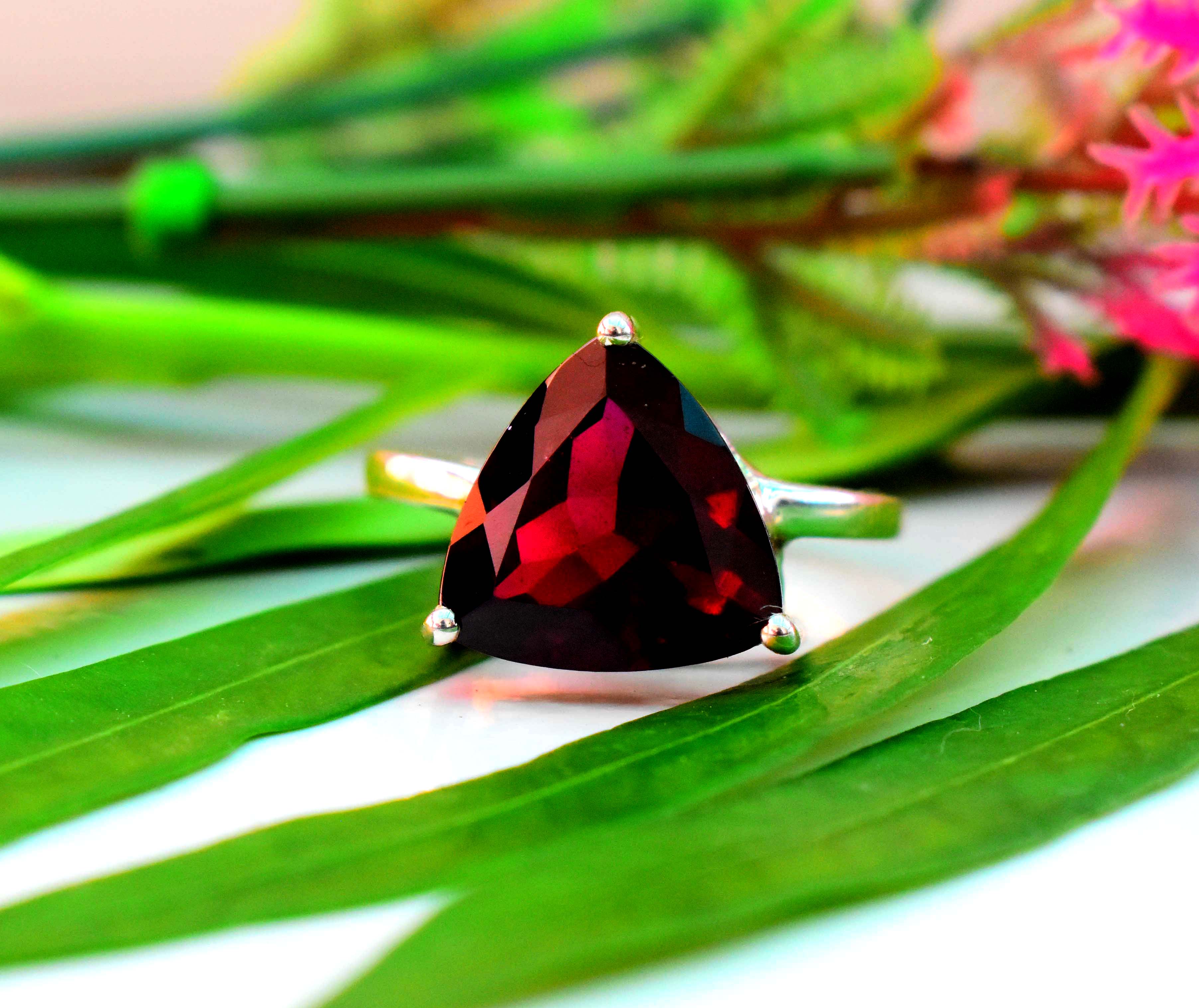Garnet Trillion Ring