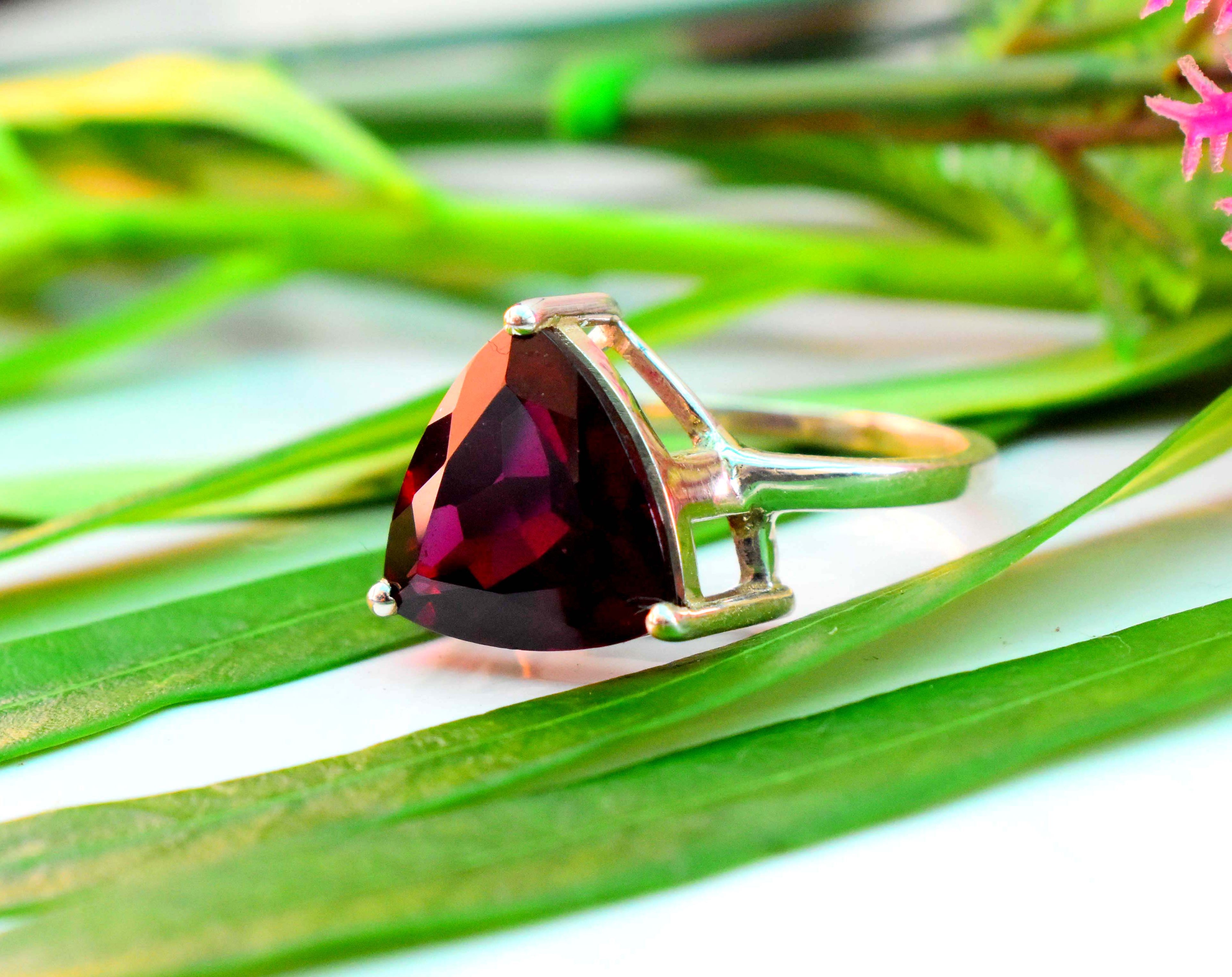 Garnet Trillion Ring