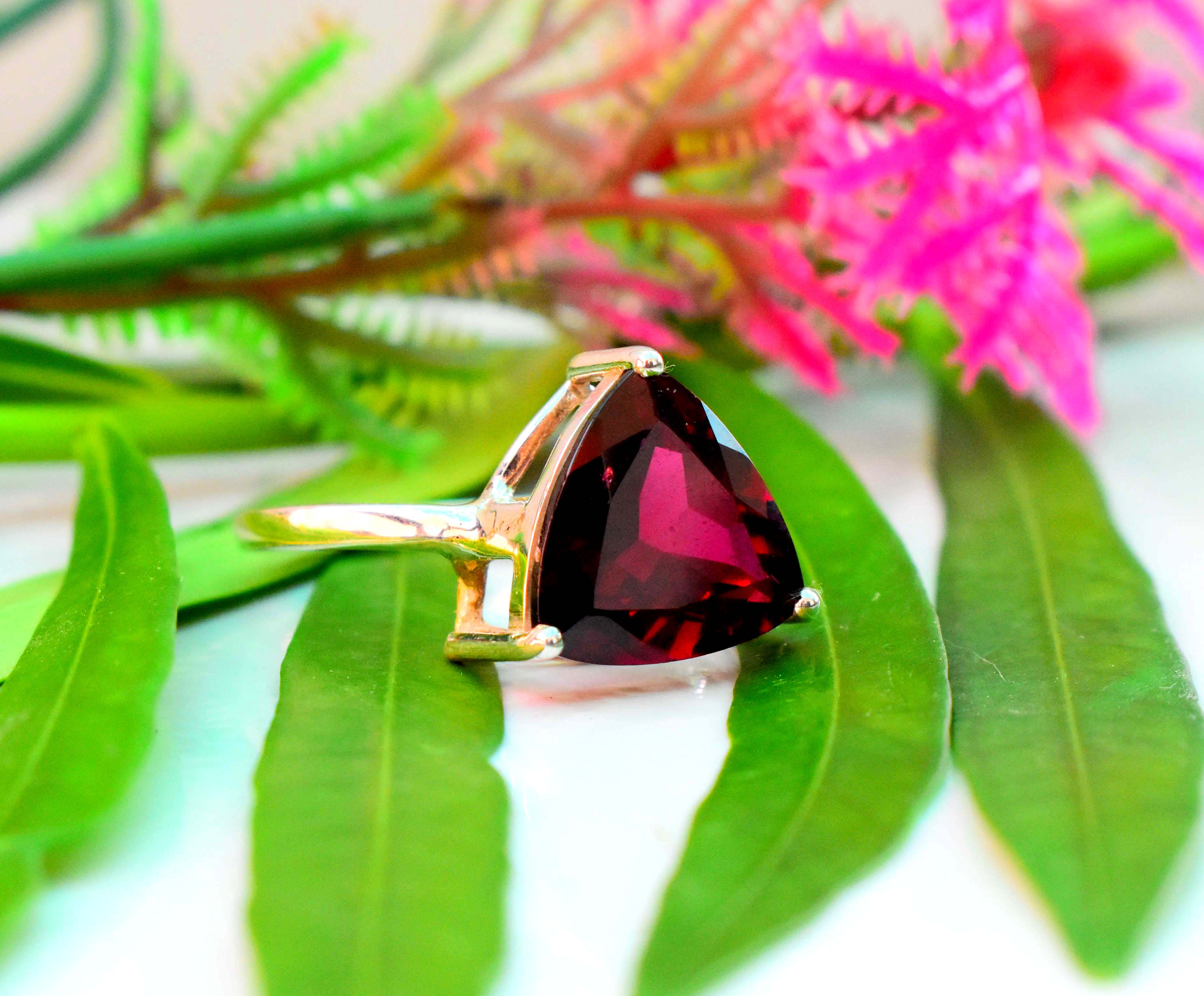 Garnet Trillion Ring