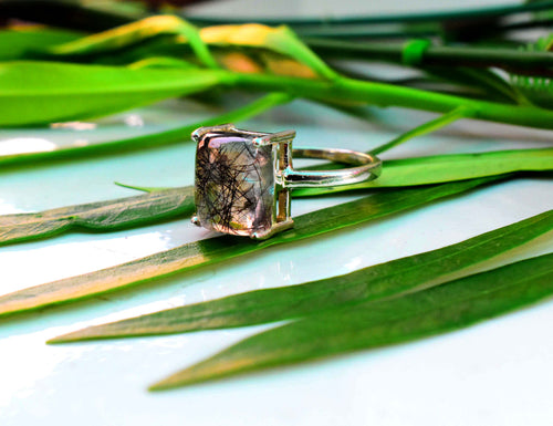Black Rutile Quartz Ring