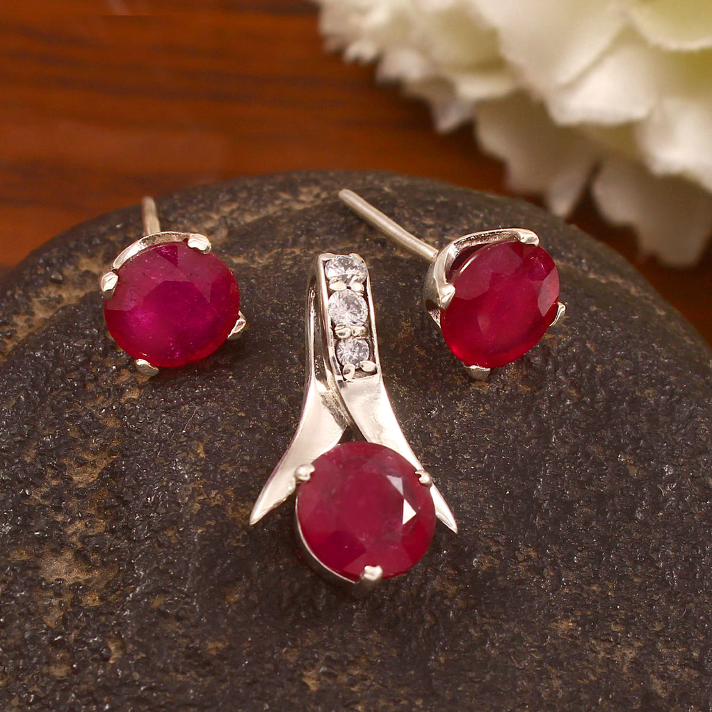 925 Sterling Silver with Natural Ruby