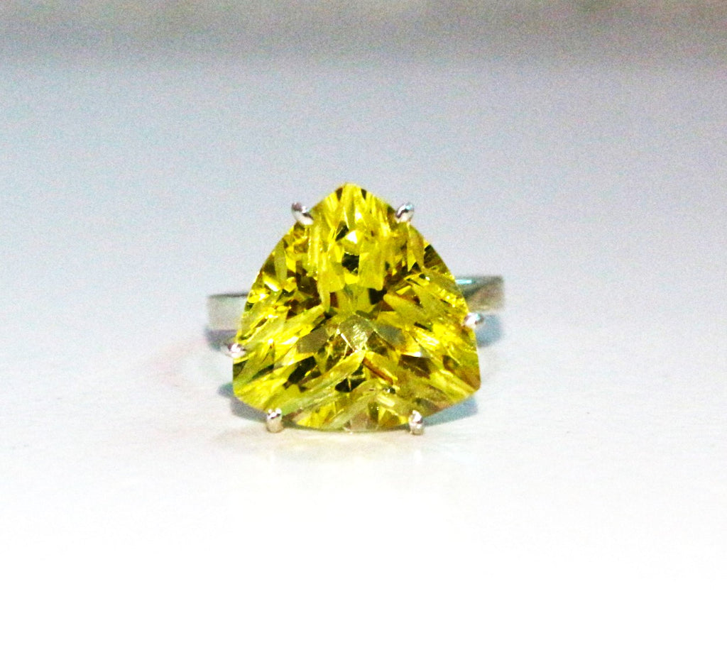 925 Sterling Silver Ring, Green Gold Topaz Ring