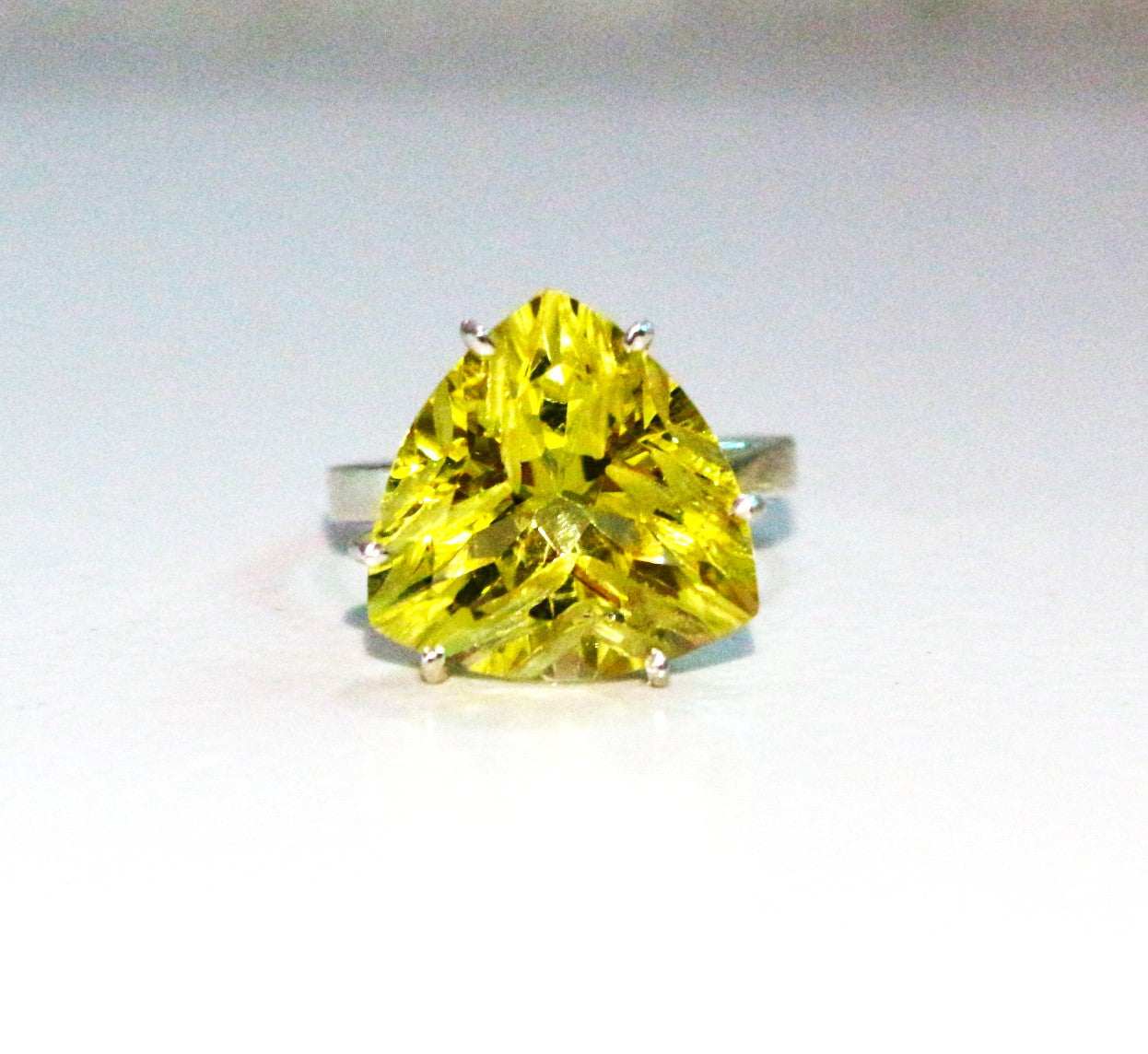 925 Sterling Silver Ring, Green Gold Topaz Ring